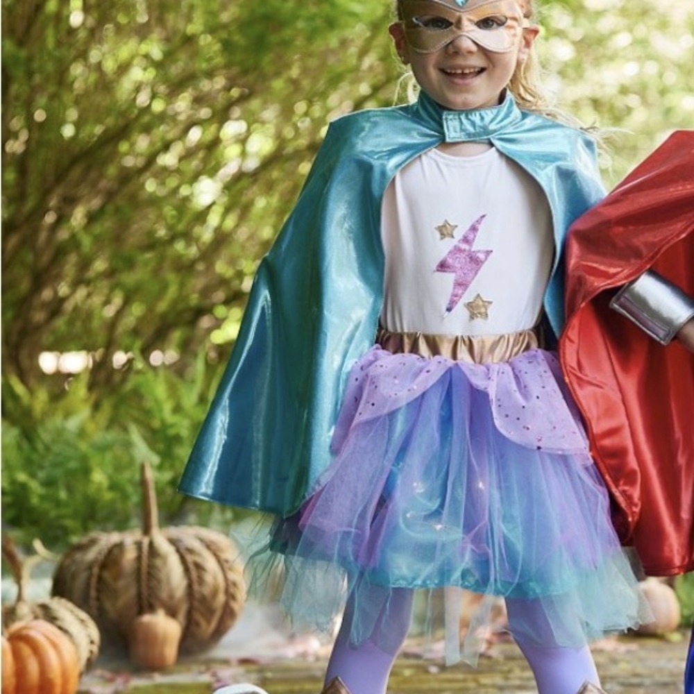 Pottery Barn Kids Blue and Purple Superhero Costume with Cape